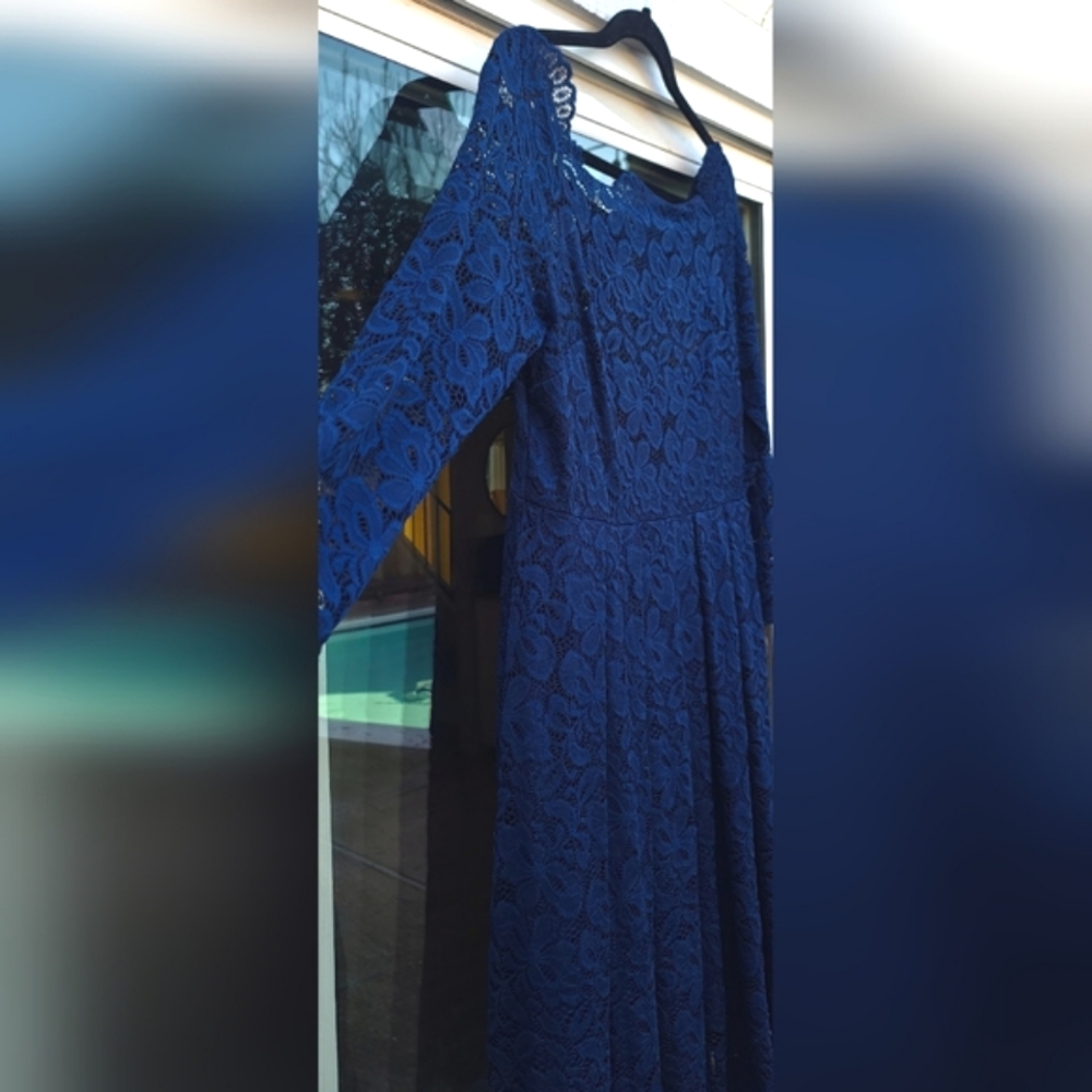 Miusol Elegant Navy Blue Floral Lace Dress – Size XL - Picture 3 of 16
